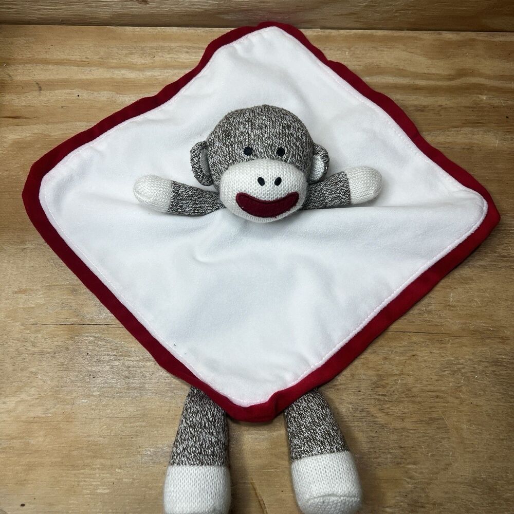 Baby Starters Sock Monkey Security Blanket Lovey Red White Rashti Rashti 2014